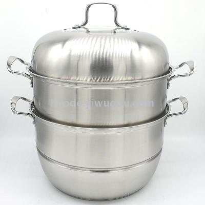 Stainless steel steamer three the layers double bottom steamer combination cover soup steamer household multifunctional pot