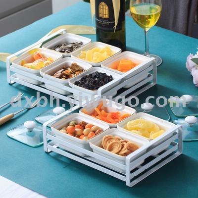 Ceramic divider with lid European candy box dried fruit box living room creative home nut box fruit bowl