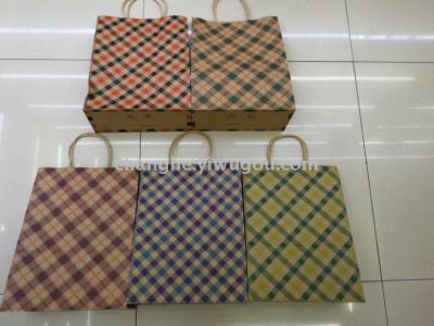 new kraft paper bag 120 kraft paper fresh plaid kraft paper portable paper bag paper bag gift bag shopping bag