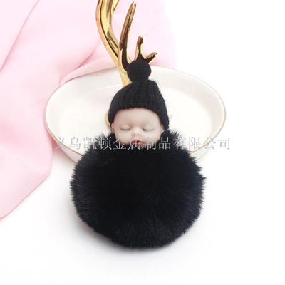 The new color matching sleeping doll hair ball key chain is popular in Europe and America