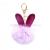 New cute rabbit ear fur ball key chain creative reflective laser long ear pendant gift customization