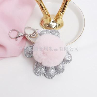 Palm hairball key ring ornament hanging Mickey Mouse PU glove plush key ring accessory