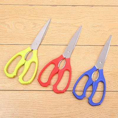 Amazon stainless iron + PP scissors office student paper cutting walnut clip household straight head scissors wholesale