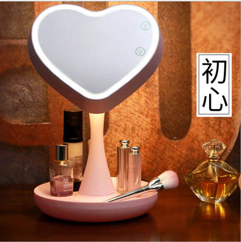foreign trade exclusive original makeup mirror dressing mirror table lamp valentine‘s day mirror lamp colorful heart-shaped mirror lamp rechargeable