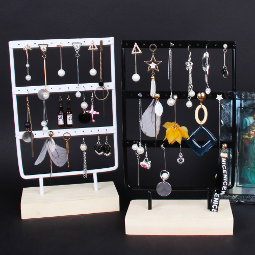 three-layer small size wooden base stud earrings display shelf display stand jewelry jewelry store display props