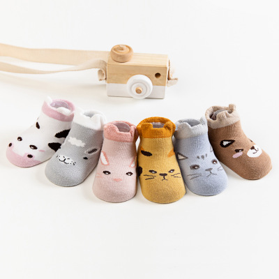 19 new Korean version of three-dimensional shallow mouth low top children's socks baby baby floor socks cartoon animal boat socks