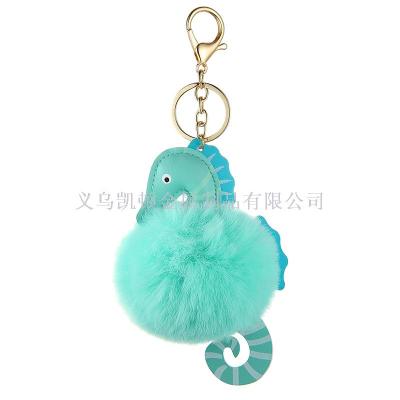 Winter new printing hair ball bag decoration pu hair ball small pendant manufacturers can be customized