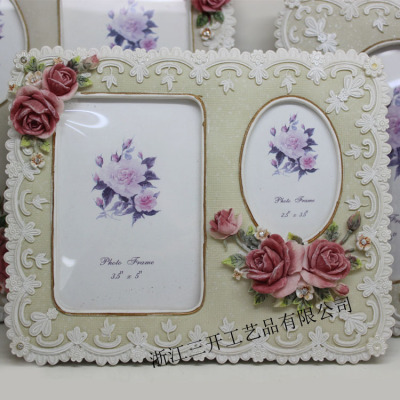 [Factory Direct Sales] Supply European Pastoral Style Double Hole Resin Photo Frame Home Decoration Wedding Celebration Decoration