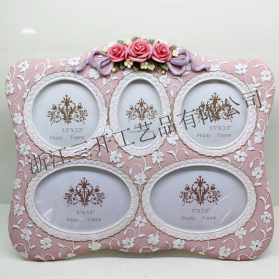 [Factory Direct Sales] Supply European 5-Hole Resin Photo Frame Pastoral Style Home Ornament and Decoration Studio Wedding