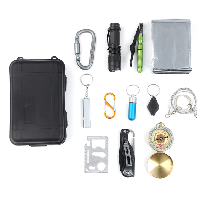 Outdoor camping life saving equipment large life saving box multi-functional tools medical lighting aid kit