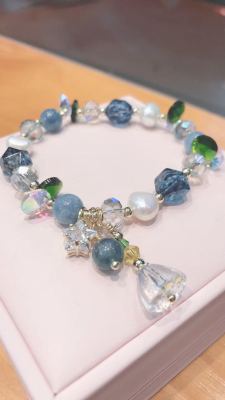 Female ocean heart with Natural stone crystal bracelet