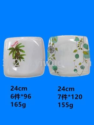 Melamine tableware Melamine stock Melamine square plate imitation ceramic decal plate bulk goods in yiwu