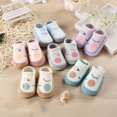 New cartoon baby shoes and socks baby leather sole toddler shoes combed cotton children 's floor