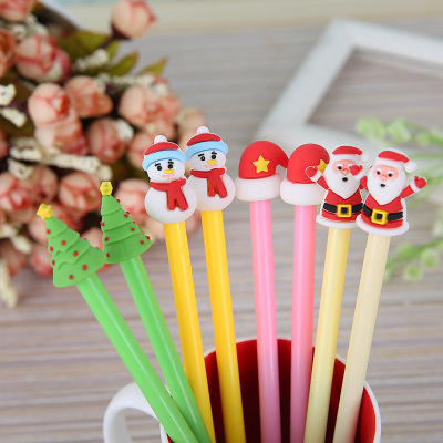 Creative Cute Cartoon Soft Glue Santa Claus Shape Gel Pen Office Learning Christmas Tree Signature Pen