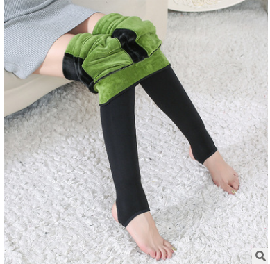 Qiu dong adds fleece to add thick leggings lady to kneepad outside wear foot pants