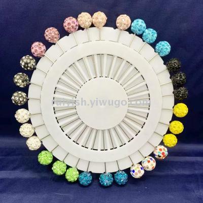 Manufacturer wholesale hot style new colorful diamond needle pearlescent needle the Muslim headscarf ornaments fixed needle