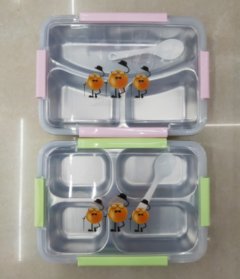 New PP split box stainless steel plastic lunch box student sealed lunch box point New box removable easy to clean the lunch box