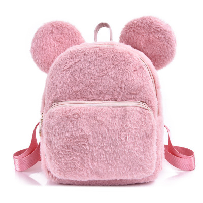 Factory Direct Sales Super Popular Soft Girl Plush Backpack Children's Cartoon Cute Furry Backpack Japanese and Korean Students Schoolbag