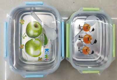 New PP stainless steel plastic lunch box student sealed lunch box point New box removable easy to clean the lunch box