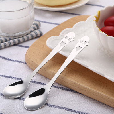 Creative stainless steel spoon, mixer office coffee spoon, cartoon smiley face children soup spoon, ice cream spoon