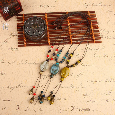 Known as the Ceramic classic retro weaving lady necklace necklace cotton clothing accessories yiwu taobao wholesale