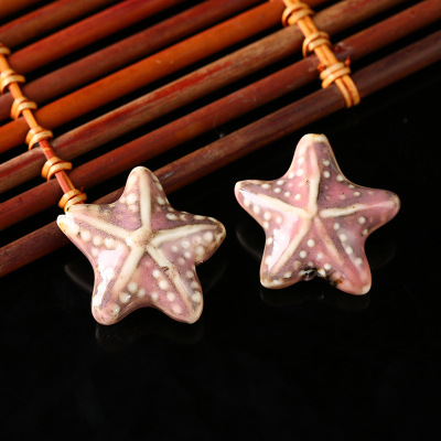 Ceramic 2019 popular large hole pentacle star diy knitting necklace pendant accessories yiwu manufacturers wholesale