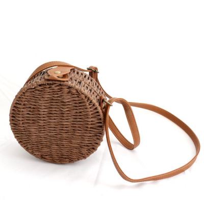 round Rattan Straw Bag Hand-Woven Bag European and American Fashion Style Small round Biscuit Straw Women's Bag