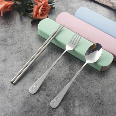 Stainless steel cutlery three - piece portable student primer fork spoon, chopsticks