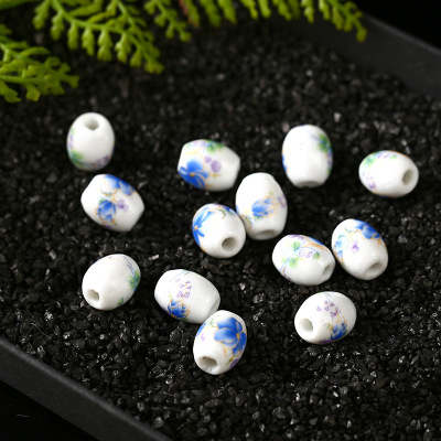 Ceramic bead applique small oval shaped diy jewelry necklace accessories wholesale batch loose bead accessories