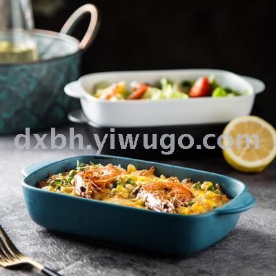 Matte ear ceramic baking tray Nordic cheese gratin irregular plate home service deep soup plate