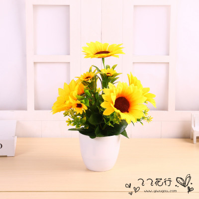 Sunflower Simulation Bouquet Ornaments Dried Flower Vase Home Living Room Fake Flower Decorations Flower Arrangement Ornaments