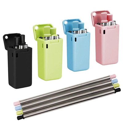 Folding Straw Portable Foldable Stainless Steel Straw Easy to Clean Reusable Environmental Protection Straw