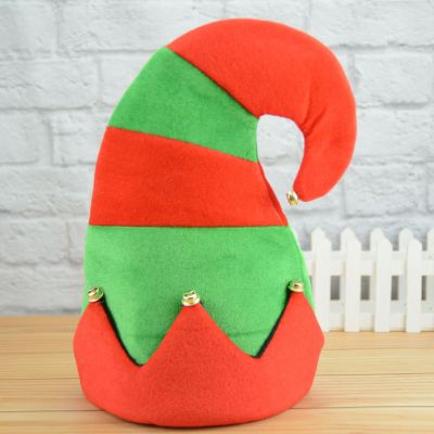 Christmas Elf Flannel Stitching Red Laiquendi Clown Curved Hat Christmas Elf Hat Halloween Party Supplies