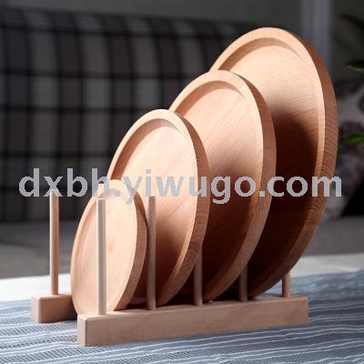 Japanese log dish solid wood plate tableware non-lacquer fruit dish dessert dish round dish wooden tray pizza plate