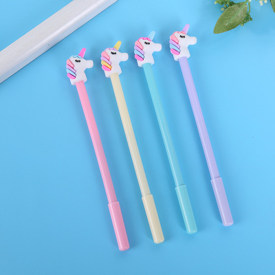 Creative Cartoon Cute Girl Heart Unicorn Gel Pen 0.5mm Black Neutral Signature Pen Office Stationery Cute