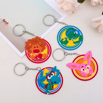 Little Creative Gifts Soft PVC Car Key Ring Korean Cartoon PVC Flexible Glue Keychain Factory Direct Sales