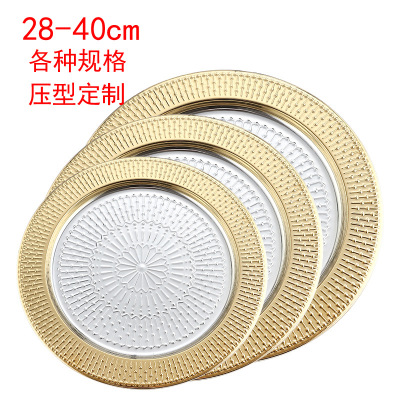 Factory Wholesale Stainless Steel Plate round Craft Plate Electroplating Fruit Plate Barbecue Plate Display Plate
