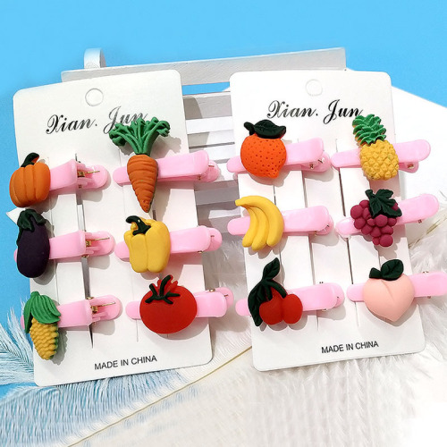 fruit and vegetable duck clip korean style simple cartoon small duck clip ring hairware children‘s fruit barrettes