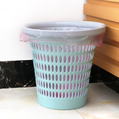Factory direct sales large hollow plastic trash bin household toilet trash bin lidless office wastebasket
