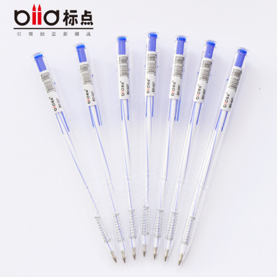 Punctuation Stationery Blue Ballpoint Pen Press Simple Plastic Transparent in Stock Wholesale Factory Direct Sales BD-027