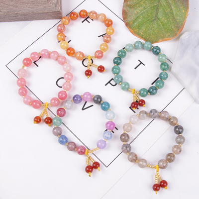 Female students contracted peach blossom lotus stone lovers graduation birthday gift with Natural pink crystal bestie bracelet