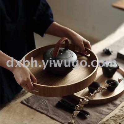 Wooden Japanese round fruit dish plate creative breakfast plate family sitting room rectangle dish dish tray
