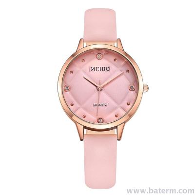 Aliexpress hot style new rose gold diamond-encrusted dial fine strap ladies watch quartz watch