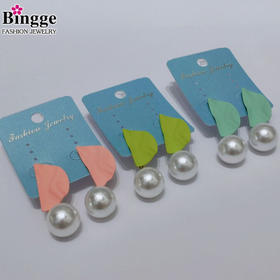 Can retail summer new fund appears on the market small eardrop color multi-color enamel pearl eardrop fashion joker