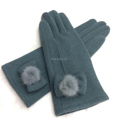 2019 autumn/winter new rabbit plush lady fashion touch screen gloves manufacturers direct sales