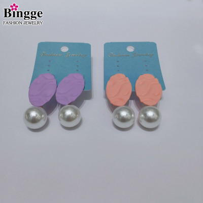 Retail personality temperament joker fashion trend earrings color paint pearl pendant for women