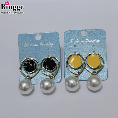 Can retail summer joker popular pearl earrings temperament fashion web celebrity sell oil multi-color earrings