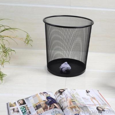 Matte wire mesh trash bin metal mesh wastepaper basket iron mesh office home paper basket circular cleaning bucket