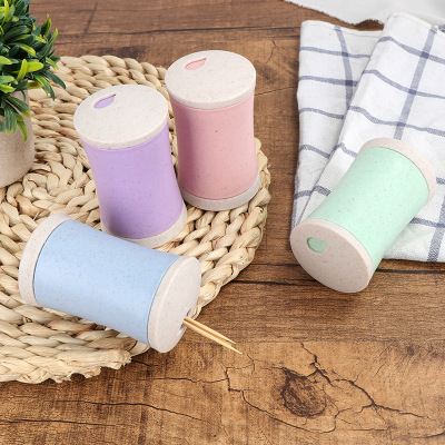 Portable Portable wheat straw toothpick box European toothpick canister sitting room toothpick canister household wheat spice toothpick bucket
