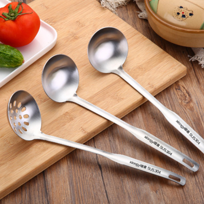 German 304 Stainless Steel Hot Pot Spoon Set Integrated Thickened Long Handle Household Lengthened Colander Kitchen Big Soup Ladle